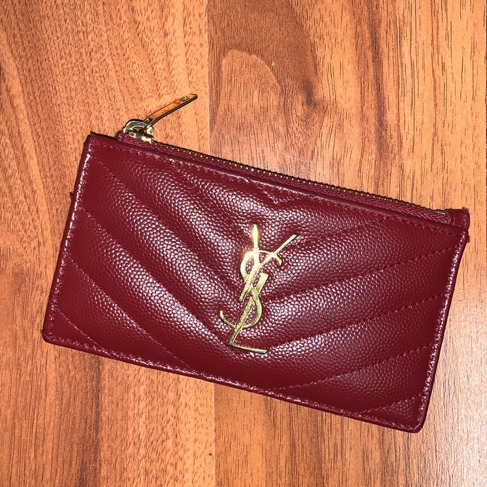 Authentic YSL Cassandre Matelassé Fragments Zipped Card Case